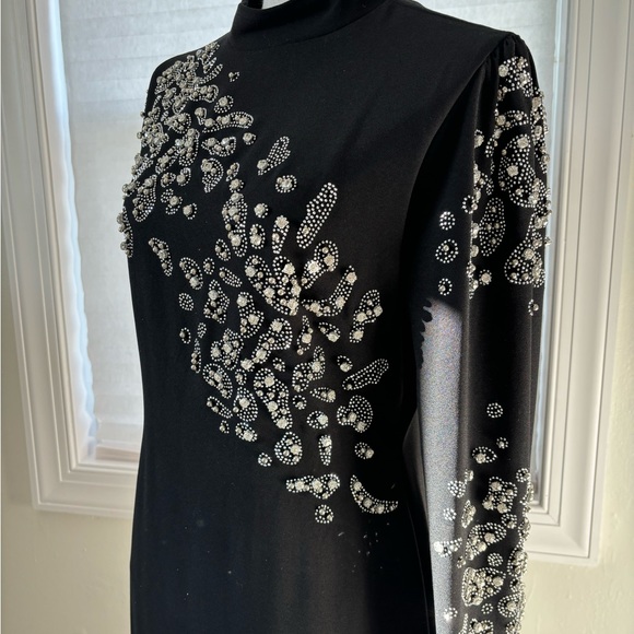 T&Y Senti Embellished Long Sleeve Maxi Dress in Black - Picture 8 of 11